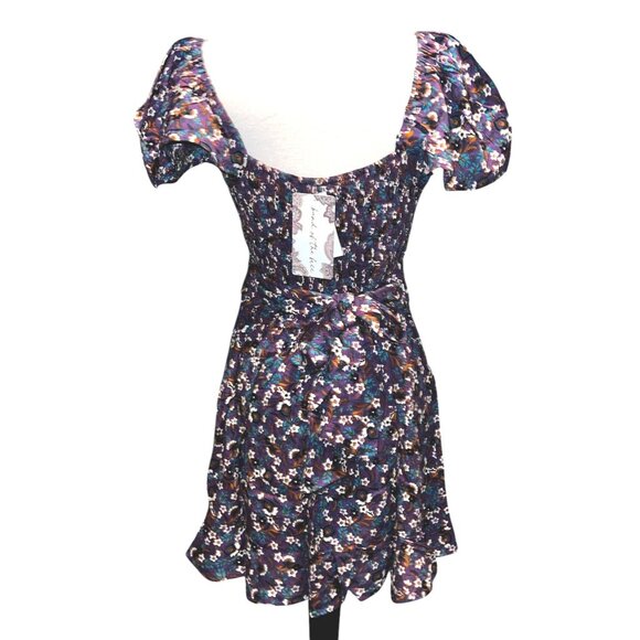 Band of the Free NWT Coraline Purple Floral Crossover Mini Dress Sz Medium Purpl - Picture 5 of 12